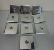 Ten Art Deco period chrome light switches - provenance by repute ex Claridges Hotel London