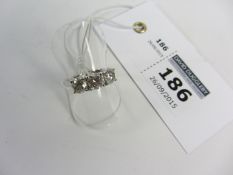 Three stone diamond white gold ring approx 1.