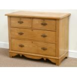 Edwardian ash chest fitted with two short and two long drawers, W99cm, H77cm,