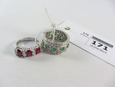 Two multi-stone dress rings stamped 925