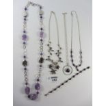 Amethyst set necklaces and bracelet stamped 925