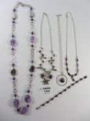 Amethyst set necklaces and bracelet stamped 925