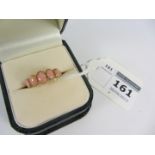 Coral five stone gold-plated ring