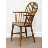 19th century elm and ash double bow stick and splat back Windsor armchair