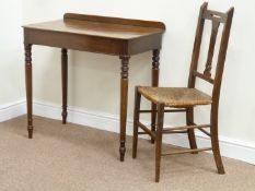 19th century mahogany side table on turned legs and an early 20th century Arts and Crafts chair