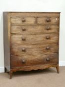 19th century tall inlaid mahogany chest fitted with two short and four long graduating drawers,