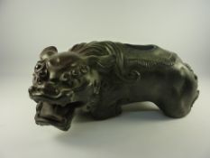 19th/20th century Chinese bronze guardian lion  L29cm