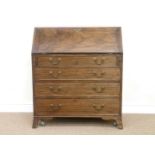 George III mahogany bureau fitted with fall front revealing fitted interior above four graduating