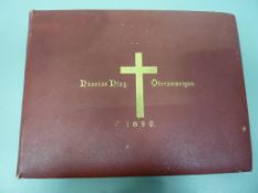 19th century leather bound album and contents of photographs of the Passion Play,