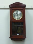 Early 20th century mahogany cased chiming wall clock H77cm