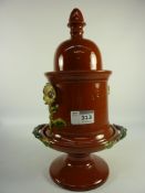 Scottish tobacco jar and cover on stand dated 1891 H33cm  Condition Report Chips and restoration