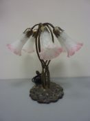 Tulip shade five branch table lamp H45cm