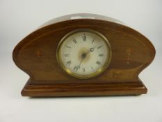 Edwardian inlaid mahogany mantle clock with Swiss movement H15cm