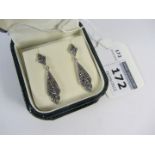 Pair of marcasite cocktail ear-rings stamped 925