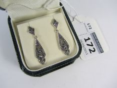 Pair of marcasite cocktail ear-rings stamped 925