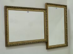 Pair of gilt framed mirrors 88cm x 61cm  and a framed 'Flyfisher's Guide'