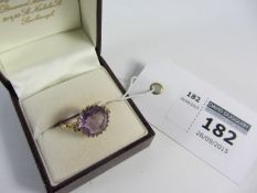 Facetted amethyst ring hallmarked 9ct