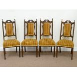 Set four Edwardian walnut dining chairs,