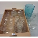 Edwardian etched glasses, other drinking glasses,