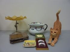 Border Fine Arts Studio 'Ginger Tabby Stretching', Burleigh Ware chamber pot,