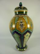 Sarreguemines Moorish design vase and cover H41cm