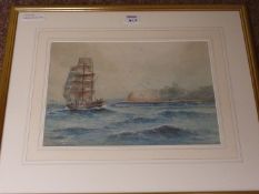 Sailing Ship in the North Bay Scarborough, watercolour signed and dated by Austin Smith 1920,