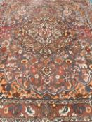 Large Persian Hamadan red and peach ground rug carpet,