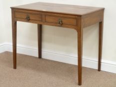 Early 19th century banded and inlaid mahogany side table fitted with two drawers,