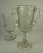 Victorian moulded 'celery' pedestal vase and another similar celery vase