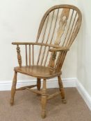 19th century elm and ash Windsor double bow and splat back armchair,