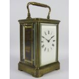 Militaria - 19th century brass carriage clock inscribed: '4th Battalion Oxfordshire Lt. Inft.