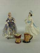 Two Royal Doulton figures - 'Nicola' HN2839 and 'Margaret' HN2397, and two miniature Royal Doulton