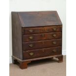 Georgian oak bureau fitted with fall front above four long drawers, W91cm, H105cm,