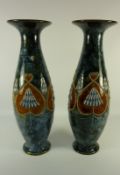 Pair Royal Doulton stoneware vases with Art Nouveau decoration,