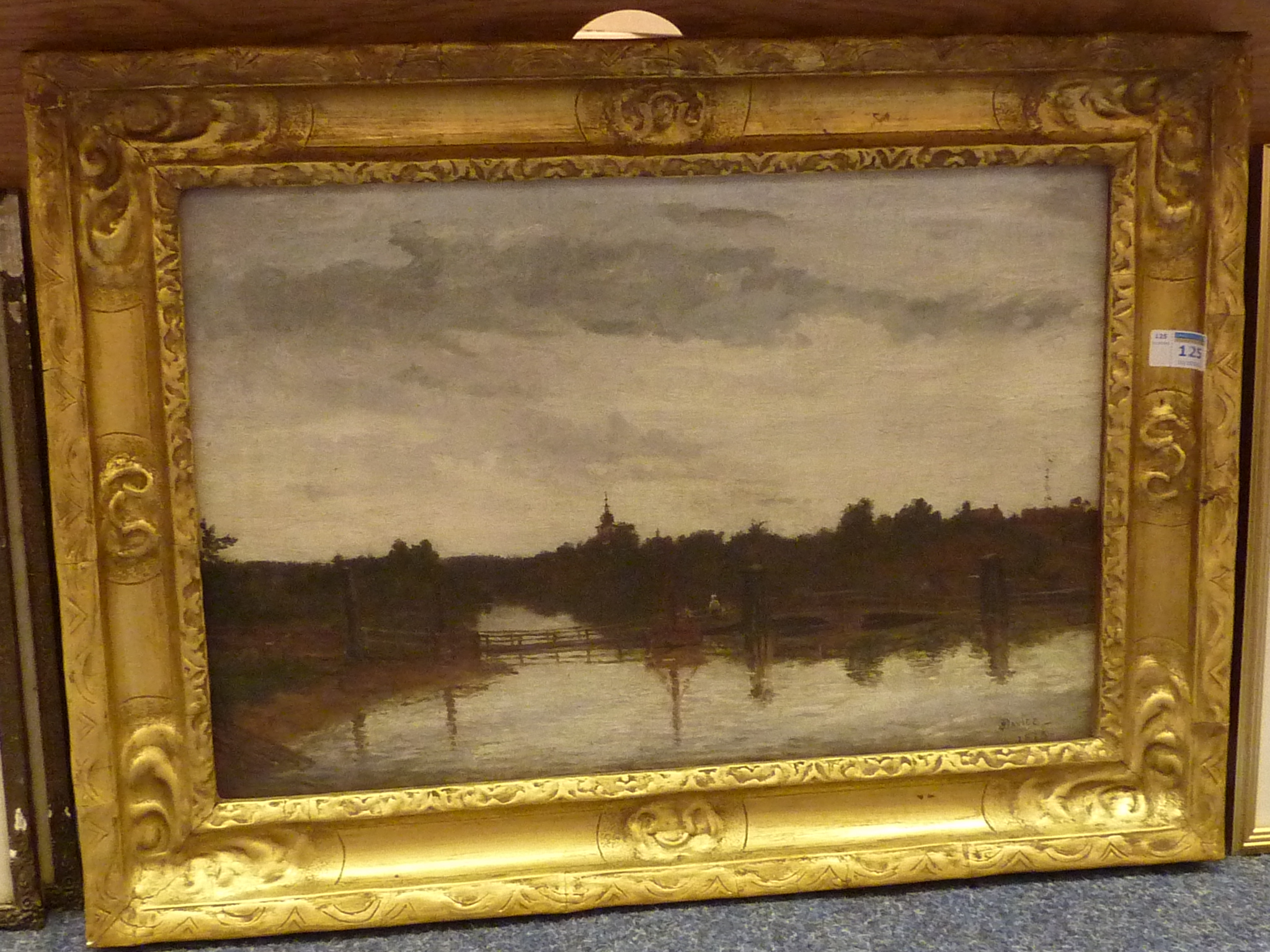 River scene, oil on canvas signed and dated J H Davies 1873,