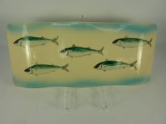 Eskdale Studio wavy platter painted with mackerel L42cm (with stand)