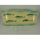 Eskdale Studio wavy platter painted with mackerel L42cm (with stand)