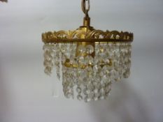 Five branch centre light fitting with cut crystal drops,