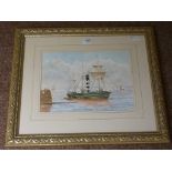 'Waterwictch' (after John Ward) watercolour off Hull signed J.
