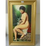 'The Bather', oil on panel signed by Olaf Olsen (20th/21st century), titled and dated verso 2004,