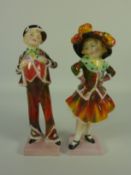 Pair Royal Doulton figures 'Pearly Boy' HN2035 and 'Pearly Girl' HN2036, printed and painted marks