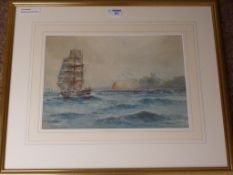 Sailing Ship in the North Bay Scarborough, watercolour signed and dated by Austin Smith 1920,