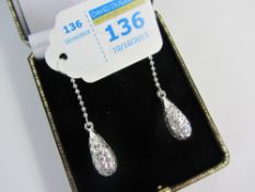 Pair of pendant ear-rings stamped 925