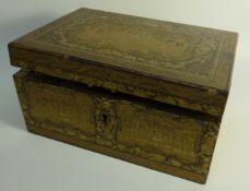 Early 20th century tea caddy with chinoiserie decoration 12cm x 22cm