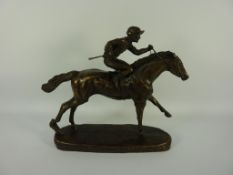 'The Favourite' bronzed horse racing sculpture H23cm