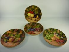 Three Royal Doulton plates with fruit decoration by John F. Smith and one other similar John F.