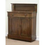 Regency rosewood chiffonier fitted with cupboard and singe drawer,