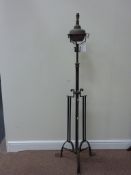 Early 20th century oil lamp on stand (converted to electricity) H155cm approx