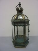 Verdigris effect storm lantern H62cm