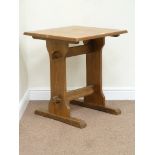 20th century pine square top table on waxed pine jointed base, 61cm x 61cm,